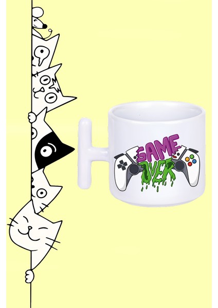Game Over Oyun Bitti Oyun Oyun Konsolu Tasarım Baskılı Beyaz T Sap Kupa Bardak