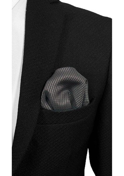 Antrasit Gri Çizgili Mikrofiber Kravat - 7 cm Modern Kesim