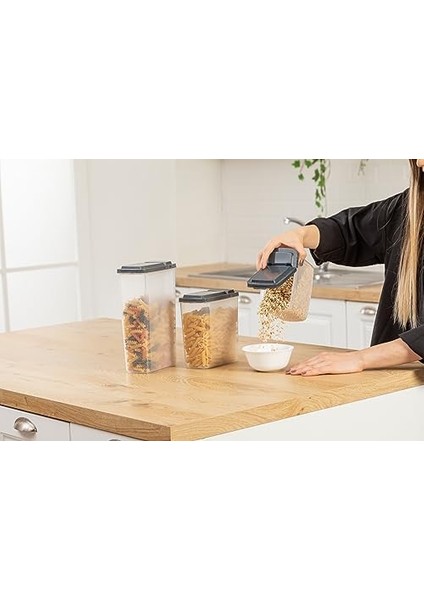 3'lü Erzak Saklama Kabı 2400 x 1700 x 1200ML - 3'lü Kuru Gıda Saklama Kabı Toplam 5300ML