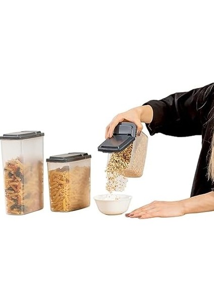 3'lü Erzak Saklama Kabı 2400 x 1700 x 1200ML - 3'lü Kuru Gıda Saklama Kabı Toplam 5300ML