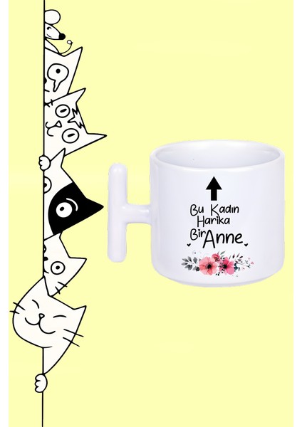 Bu Kadın Harika Bir Anne Tasarım Baskılı Beyaz T Sap Kupa Bardak
