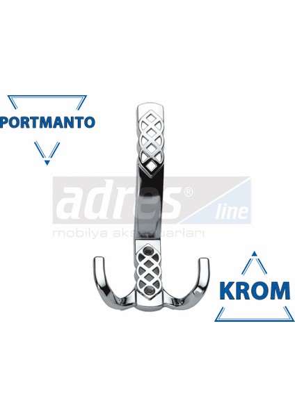 Kristal Portmanto 4'lü Krom