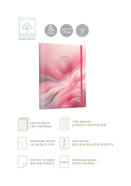 Spiralli Defter Sert Kapak 192 Sayfa 96 Yaprak 17X24 cm 90GR. Çizgili