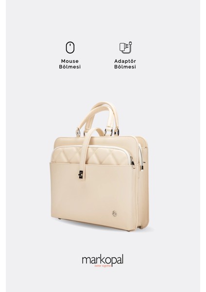 - Kadın Evrak Laptop Çantası Kapitone - 14" ve 15.6" Laptop Bölmesi