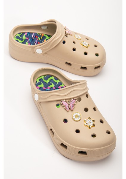 Masajlı Renkli Kaymaz Taban Aksesuarlı Yüksek Tabanlı Hastane Hemşire Plaj Deniz Cros Tipi Terlik indirimleri