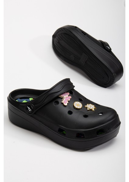 Masajlı Renkli Kaymaz Taban Aksesuarlı Yüksek Tabanlı Hastane Hemşire Plaj Deniz Cros Tipi Terlik