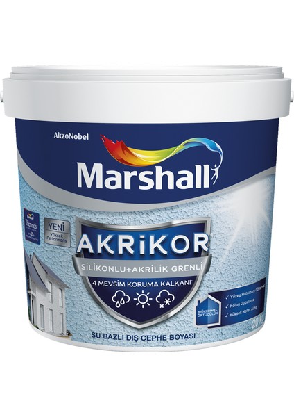 Akrikor Silikonlu Grenli Beyaz 13LT (20 Kg)