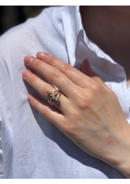 14 Ayar Pembe Taşlı Oklu Yüzük 916 fiyatları