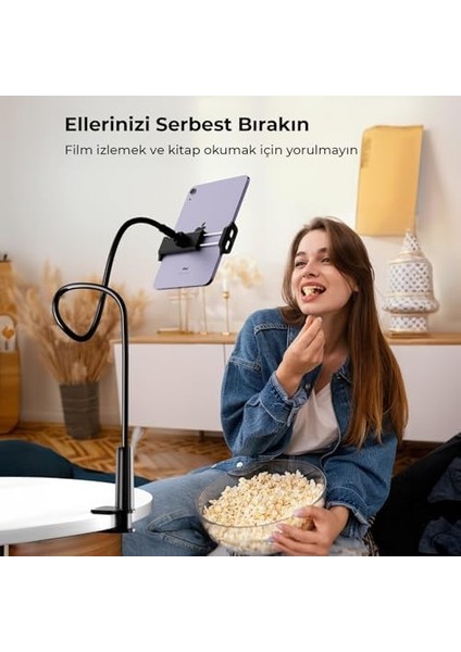 70 cm Akrobat Esnek Tablet ve Telefon Tutucu Stand Siyah