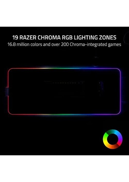 Strider Chroma - Razer Chroma Rgb ile Hibrit Oyun Mouse Mat (Hibrit Yumuşak/sert Mat, 19 Chroma Rgb Aydınlatma Bölgesi, Kaymaz Taban, Dikişsiz Kenarlar) Siyah