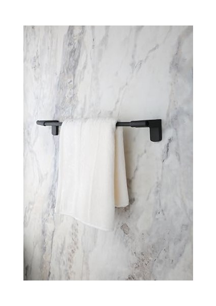 Banyo F1 Model Paslanmaz Siyah Uzun Havluluk, Havlu Askısı 40 cm 5 Yıl Garanti