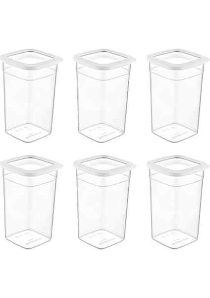 6'lı Set Skali Kare Saklama Kabı Beyaz 1440 ml