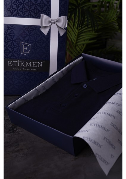 Lacivert Yaka Desenli Erkek Polo Yaka Tişört fırsatları