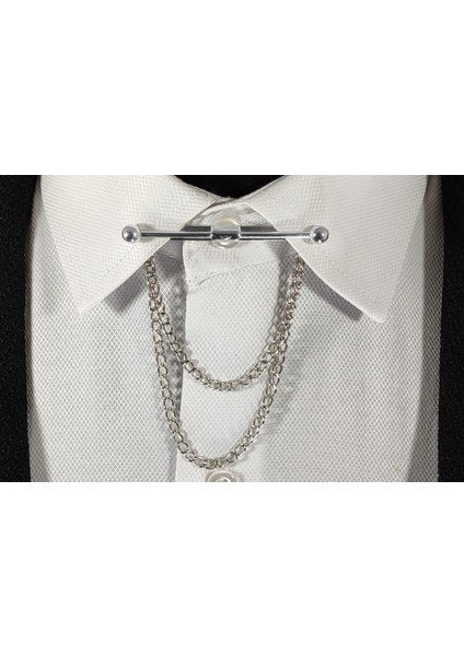 Her Gömleğe Uygun Klipsli Gümüş Gri Renginde Metal Gömlek Yaka Iğnesi Yaka Zinciri fiyatları