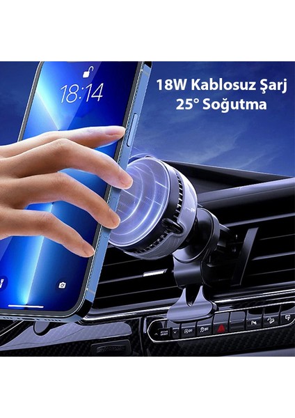 Memo GW03 Araç Içi Havalandırma Magsafe Şarjlı Telefon Tutucu ve Soğutucu-(57 - MCT6807-1863