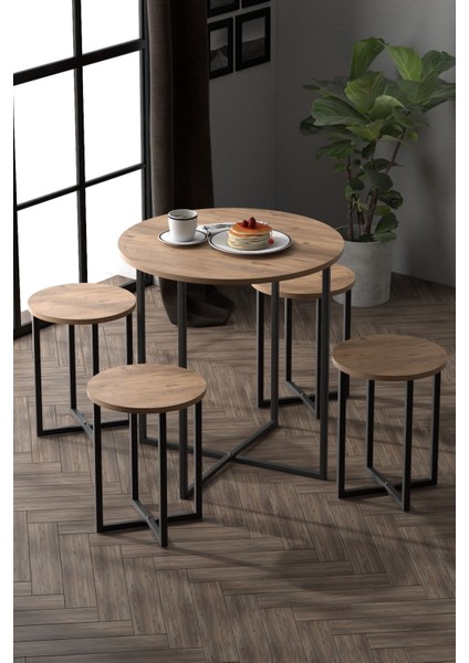 4 Kişilik Yuvarlak Masa Takımı Atlantik Çam 1685