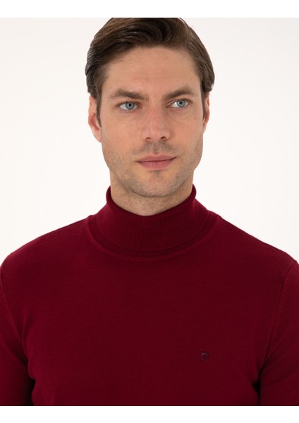 Erkek Vişne Slim Fit Basic Kazak 50314202-VR223 fiyatları