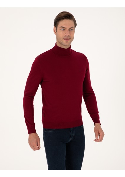 Erkek Vişne Slim Fit Basic Kazak 50314202-VR223 modelleri