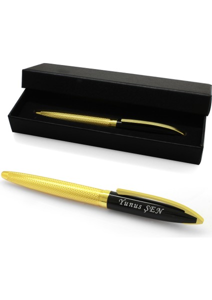 Kişiye Özel Isim Yazılı Sarı Siyah Renk Roller Tükenmez Kalem