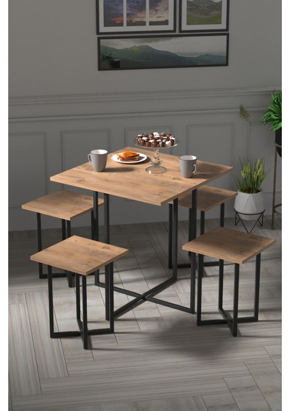 4 Kişilik Kare Masa Takımı Atlantik Çam 1680