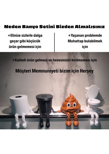 4'lü Eğlenceli Banyo Dekoratif Figür Seti /tuvalet Kağıdı, Çöp Kovası, Kaka Emojisi ,klozet Aksesuar fiyatları