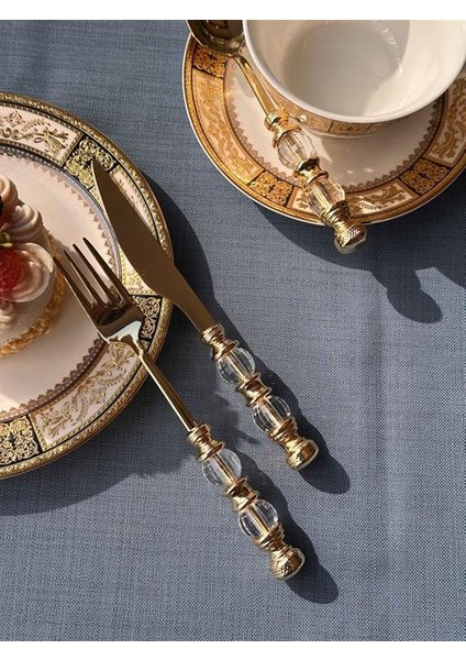 Rustik Titanyum Gold Çatal Kaşık Bıçak Takımı 18 Parça modelleri