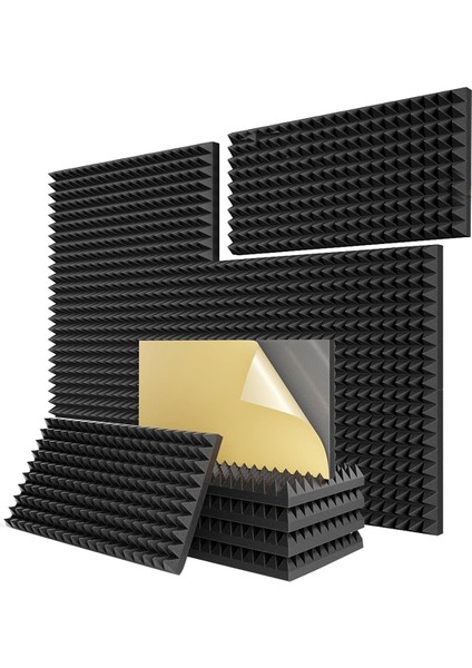 12 Paket Kendinden Yapışkanlı Piramit Ses Geçirmez Köpük Paneller, Akustik Paneller (Yurt Dışından)