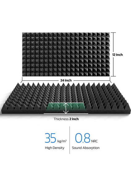 12 Paket Kendinden Yapışkanlı Piramit Ses Geçirmez Köpük Paneller, Akustik Paneller (Yurt Dışından) fırsatları