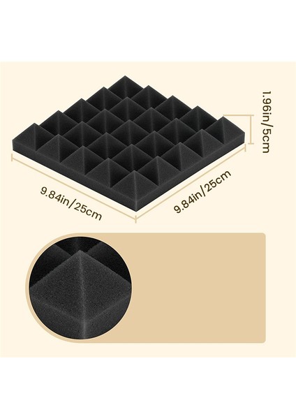 36 Paket Piramit Akustik Köpük, 9.8x 9.8x 2 Inç Ses Geçirmez Köpük (Yurt Dışından) fiyatları