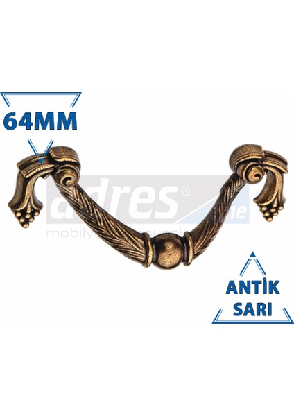 Üzümlü Kulp 8'li 64mm Antik Sarı