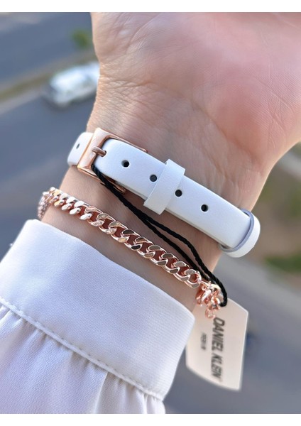 Deri Kordon 30 mt Suya Dayanıklı 2 Yıl Garantili Kadın Kol Saati+Bileklik BFG13943.5 modelleri