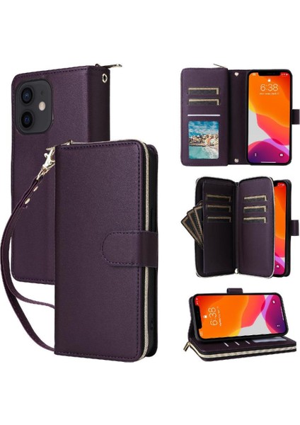 IPhone 12 Pro Cüzdan Kılıf 9 Kart Tutucu Manyetik Kapatma ile Uyumlu (Yurt Dışından)