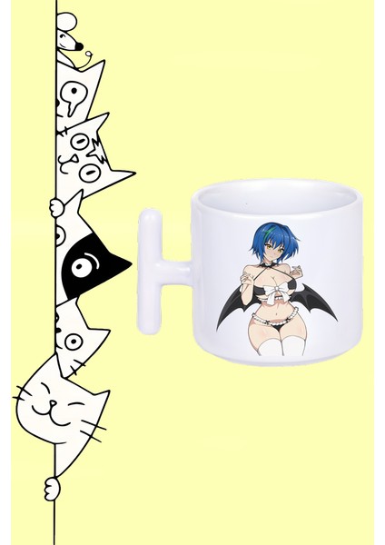 Xenovia Karakter Anime High School Dxd Tasarım Baskılı T Sap Beyaz Kupa Bardak