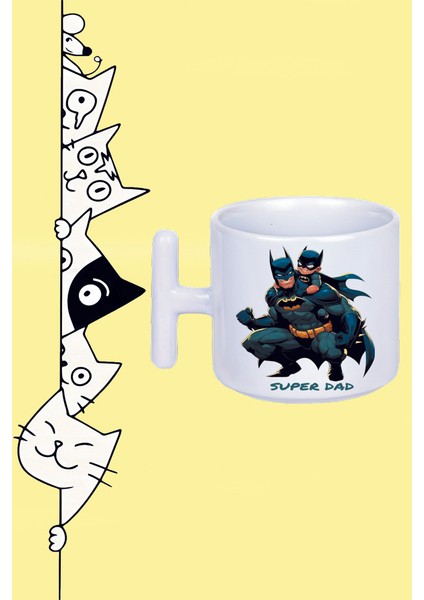 Super Dad Süper Baba Batman Karakter Babalar Günü Tasarım Baskılı Beyaz T Sap Kupa Bardak