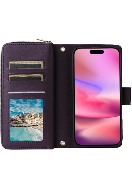 IPhone 13 Pro Max Cüzdan Kılıf 9 Kart Tutucu Crossbody ile Uyumlu ve (Yurt Dışından)