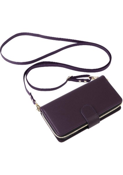 IPhone 12 Cüzdan Kılıf Crossbody ve Bilek Kayışı Pu Deri ile Uyumlu (Yurt Dışından)