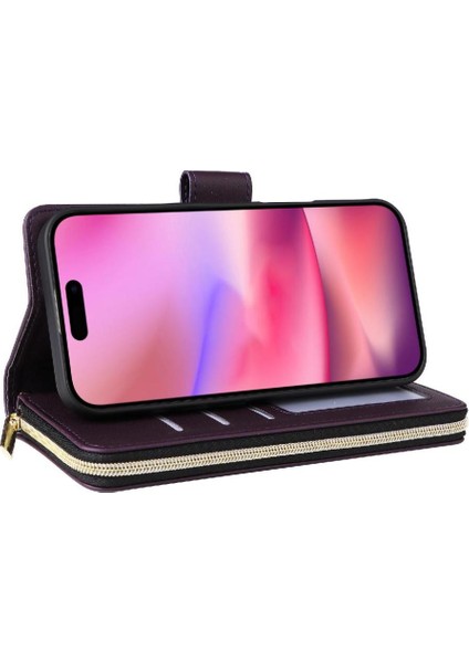 IPhone 12 Cüzdan Kılıf Crossbody ve Bilek Kayışı Pu Deri ile Uyumlu (Yurt Dışından)