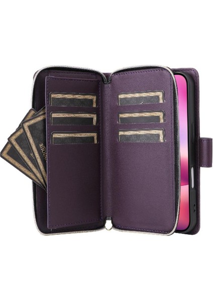 IPhone 12 Cüzdan Kılıf Crossbody ve Bilek Kayışı Pu Deri ile Uyumlu (Yurt Dışından)