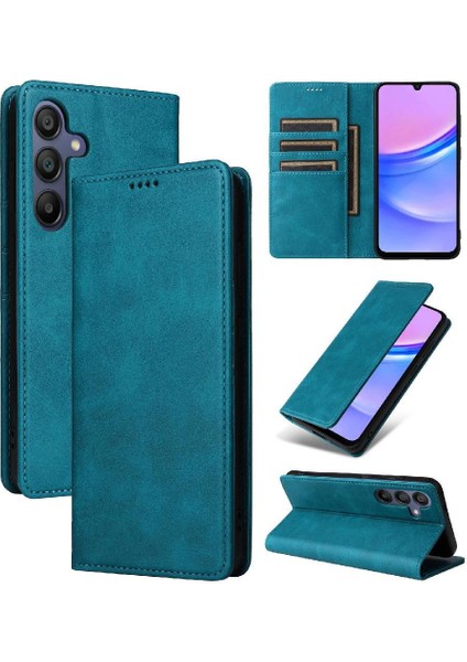 Samsung Galaxy A16 Saf Renk Rfıd Engelleme Darbeye Dayanıklı Kart Flip Case (Yurt Dışından)