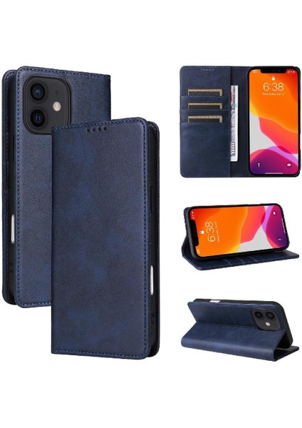 IPhone 12 Flip Case Kart Yuvası ile Uyumlu Pu Deri Saf Renk Rfıd (Yurt Dışından)