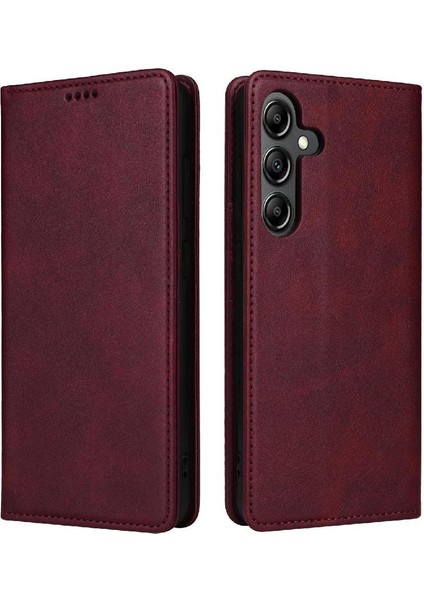 Samsung Galaxy A15 Pu Deri Kart Yuvası Rfıd Engelleme Saf Flip Case (Yurt Dışından)