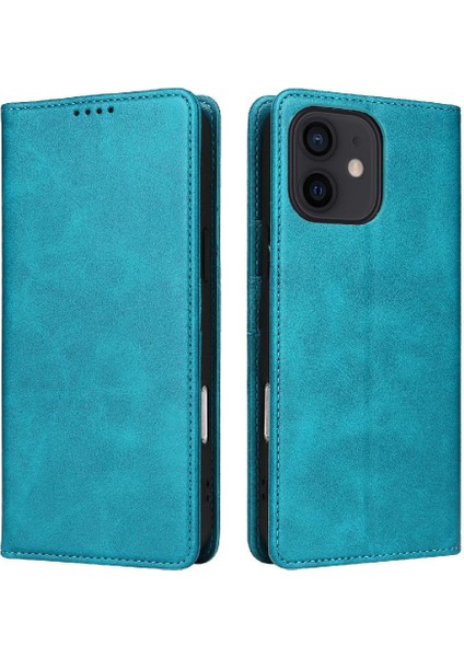 IPhone 12 Flip Case Kart Yuvası ile Uyumlu Pu Deri Saf Renk Rfıd (Yurt Dışından)