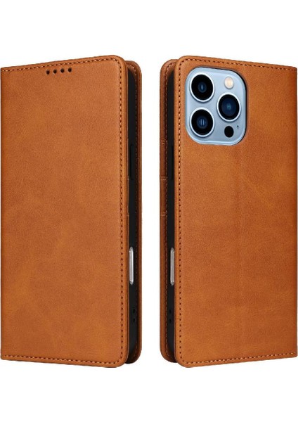 IPhone 13 Pro Max Flip Case Kart Yuvası ile Uyumlu Saf Renk Pu Rfıd (Yurt Dışından)