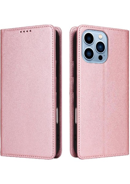 IPhone 13 Pro Max Flip Case Kart Yuvası ile Uyumlu Saf Renk Pu Rfıd (Yurt Dışından)