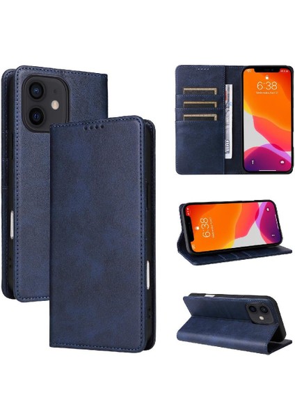 IPhone 12 Pro Flip Case Kart Yuvası ile Uyumlu Darbeye Dayanıklı Saf Renk Pu (Yurt Dışından)
