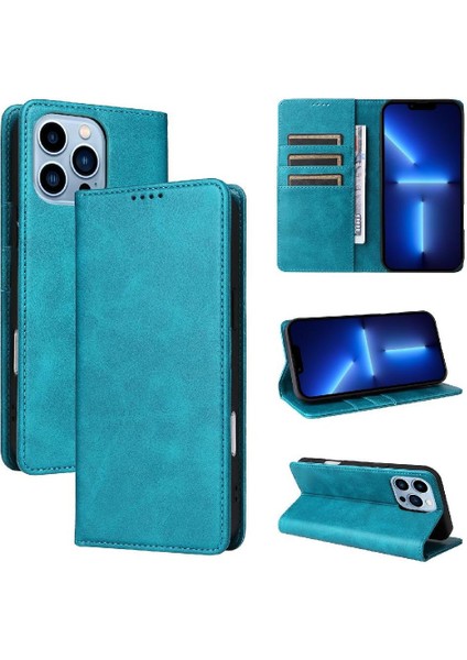 IPhone 13 Pro Max Flip Case Kart Yuvası ile Uyumlu Saf Renk Pu Rfıd (Yurt Dışından)