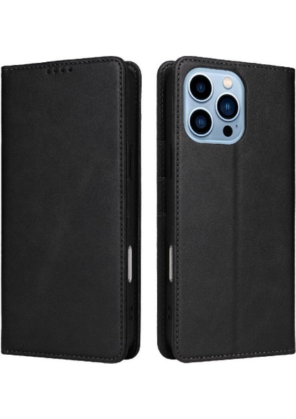 IPhone 13 Pro Max Flip Case Kart Yuvası ile Uyumlu Saf Renk Pu Rfıd (Yurt Dışından)
