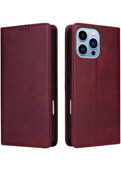 IPhone 13 Pro Max Flip Case Kart Yuvası ile Uyumlu Saf Renk Pu Rfıd (Yurt Dışından)