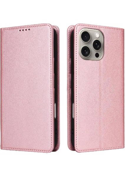 IPhone 15 Pro Max Flip Case Pu Deri Kart Yuvası Saf Rfıd ile Uyumlu (Yurt Dışından)
