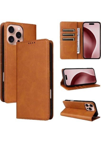 IPhone 16 Pro Flip Case Darbeye Dayanıklı Rfıd Engelleme Saf Kart ile Uyumlu (Yurt Dışından)